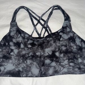Athleta Black and Gray Tie-Dye Sports Bra
